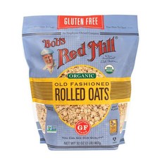 Bob's Red Mill 글루텐 프리 유기농 올드 패션 롤 귀리 946.4ml(32온스) (4팩) - GMO 프리 통곡물 비건 코셔