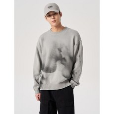 에잇세컨즈 8SECONDS 코튼 포토 프린트 니트 풀오버 라이트그레이 454251LQ32 DPO462 DXI666