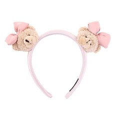 Fuyage 리본 달린 플러시 테디 베어 머리띠 발렌타인 데이 헤어 액세서리 블루 퍼플 및 핑크 장식용 헤어 세안 밴드 (핑크 블루 퍼플)