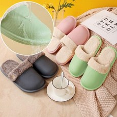 남녀 겨울 방수 털 슬리퍼 미끄럼 방지 사무실 실내화 털슬리퍼 털실 거실 층간 소음 (Araium)