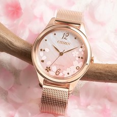 CITIZEN 星辰 LADYS 櫻花限定 光動能米蘭帶櫻花限定腕錶 白蝶貝 EM0508-80D