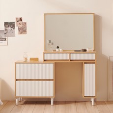 [와우할인 단독특가] 엘리오 템바보드 2단 서랍 확장형 수납 화장대 거울세트 2color, 01.스툴 선택안함, 02.템바 2단서랍 오크화이트