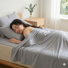 꽁꽁블랭킷 시원한 냉감 이불 여름 차렵 홑이불 가벼운 침구 세트, 그레이