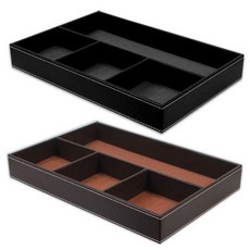 데스크 오거나이저 1단 정리함 가죽 4칸 책상정리함, 블랙