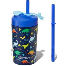 *啵比小舖*Fimibuke不銹鋼防溢吸管水杯 10oz(296ml), 恐龍, 1個