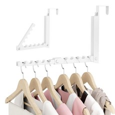 바콘 오버 더 도어 행거 접이식 옷 건조대 실내 세탁실용 접이식 옷걸이 선반 컴팩트 작은 공간 접이식 휴대용 옷걸이 고리 접이식 - 2팩, 1 Pack, White(Dual Fold)