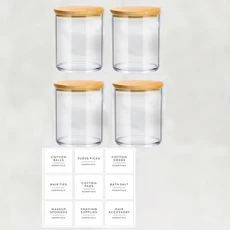 올스토어 4Pcs/Pcs 목화 패드 홀더 욕실 컨테이너 10 온스 공 면봉 디스펜서 투명 플라스틱 약종상 항아리