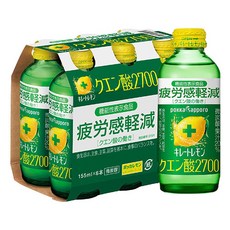 일본 포카삿포로 키레토 레몬 구연산 2700mg 드링크 음료 155ml 6개입, 6개