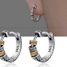 꽃소담 남자 복고 금전운 원터치 링 귀걸이 2p 1쌍 HZHF3476