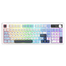 에이재즈 AK980 V2 3모드 스크린 RGB DIY 무선 키보드, 제조사축, 뮤트 축, 블루 + 화이트 + 다크 블루