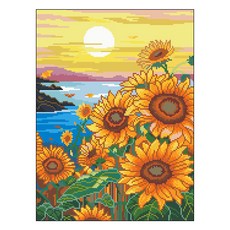 톰앤토미e 행운의 그림 해바라기 실 십자수 면실 40*50, 바닷가 해바라기, 1개