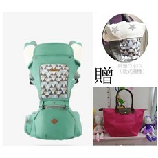 愛兒寶A6629護脊減壓腰凳背巾 多功能寶寶背帶 透氣舒適, 蘋果綠（贈折疊包）, 蘋果綠