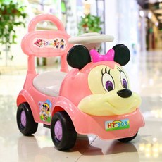 유아용 푸쉬카 유아 킥보드 고앙이캐릭터 발판 선물 아기 유치원 안전바 어린이 자동차 아동, 1개, 미키 슬라이드카 꽃 핑크+쿠션