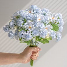 화예원 생화같은 미니 카네이션 성묘 조화 꽃다발 셀프웨딩부케, 2개, 블루