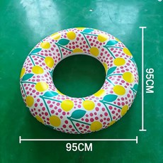 95cm黃色斑點彩色印花pvc充氣游泳圈, 47cm