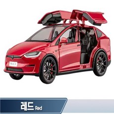 실제 자동차 소리 테슬라 모델X 1:24 다이캐스트 합금 장난감 전후방 라이트 점등 정교한 엔진룸 묘사, 1개, 레드