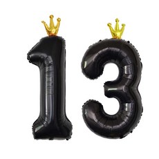 이벤트홀릭 초대형 왕관 숫자은박풍선, 블랙 13