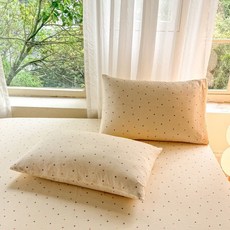 雙層紗卡通水洗棉卡通宿舍枕套一對裝, 彩波點（軟糯雙層紗水洗棉 親膚不起球）,48x74CM（一隻裝枕套不含枕芯）