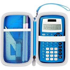 텍사스 인스트루먼트 TI-30XIIS 과학 계산기와 호환되는 케이스 펜 USB 케이블 및 액세서리용 메쉬 포켓이 추가된 트래블 오피스 계산기 보관 홀더 가방(가방 전용)(파란색, Blue