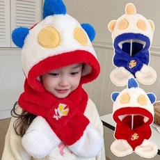兒童圍巾 可愛圍巾 高顏值圍巾 防風保暖 兒童帽子圍巾奧特曼一體帽二件套冬季保暖男女寶寶加絨加厚防風