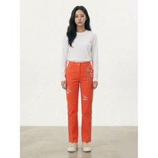 올리비아하슬러 코랄핑크 테이퍼드 실루엣 데님 팬츠 OHCMDP701