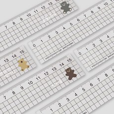 디자인아지트 네임 투명자 15cm 토이베어 브라운 필기구 학생선물, 브라운01, 한글24