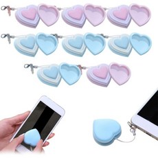 마카롱 휴대폰 화면 클리너 재사용 가능 및 세척 가능한 펜던트 목걸이형 스트랩과 마이크로파이버 패드 (핑크+블루 - 8개), Pink+Blue-8pcs