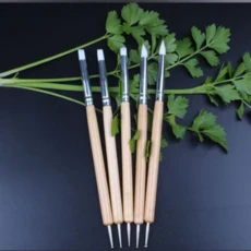 새로운 5 개/대 더블 엔드 도트 네일 엠보싱 도자기 공예 실리콘 브러쉬 점토, 01 Yellow, 01 China Mainland