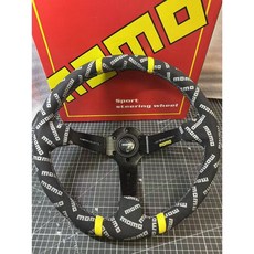 momo 340mm 改裝方向盤 塗鴉風 麂皮握把 滿版logo 賽車風 黃環 通用件