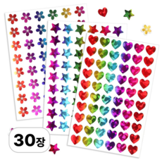 로멀리 홀로그램 스티커 플라워 하트 별, 혼합색상