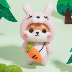 치프몰 양모펠트 DIY 패키지 세트, 246_12지 토끼 시바견, 1개