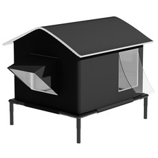 PETTOO [방수/방습] 길냥이집 야외 길고양이 여름집 사계절 실외 마당 개집 숨숨집, 1개, 블랙