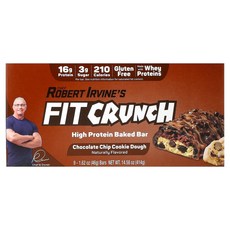 핏크런치 고단백질 베이크드 바 초콜릿 칩 쿠키 도우 바 9개 각 46g(1.62oz), 1개, 46g