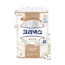 크리넥스 천연펄프 퓨어코튼 4겹 화장지 25m 30롤, 1개