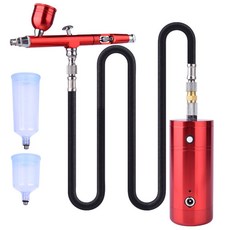 에어브러쉬 휴대용 충전식 공예 펌프 에어 전기 스프레이 작업용 분무기, 1개, 8_0.5mm 레드 스트레이트 세트
