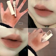 립스틱세트 화이트 튜브 누드 매트 립스틱 방수성 오래 지속되는 립 색조 페이딩하지 않음 석류 레드 벨벳 여성 메이크업 화장품, 05