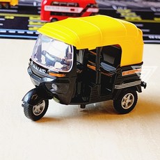 【台灣出貨】1:14聲光仿真合金印度三輪車，聲光模型車，迴力三輪摩托車，兒童玩具, 黑色, 1個