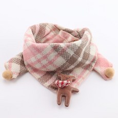 용 방풍 보온 삼각 스카프 어린이 겨울용 목도리 남아 여아용, 핑크