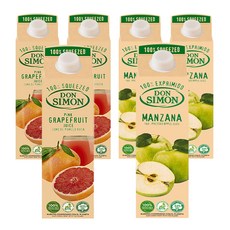 돈시몬 100%착즙주스 자몽1L 3개+사과1L 3개 (총6개) 음료수생과일어린이, 1L, 6개