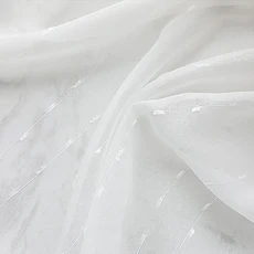 침실용 화이트 스트라이프 자수 얇은 커튼 거실 조명 필터 창 커튼 맞춤형