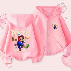 兒童外套 秋冬上新2024秋冬季可愛女童新款超級馬里奧拉鏈衛衣外套開衫連帽衛衣兒童