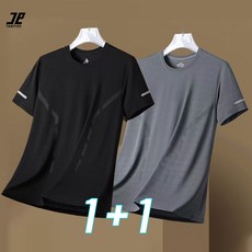 1+1 남자 흡한속건 시원한 냉감 드라이 스포츠 반팔티 헬스복 러닝복 속건 츄리닝 통기성 신축 스판 런닝복 공용 남자 남성 2장 세트