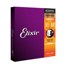 Elixir 16027 民謠吉他弦 磷青銅 NANOWEB Custom Light 11-52, 1個