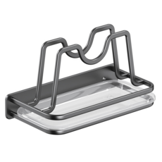 【免打孔/打孔雙用】M型雙桿鍋蓋架附瀝水盤（雅白.槍灰.霧黑）, 【免打孔】M型雙桿鍋蓋架（雅白）, 1個