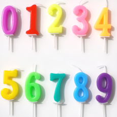생일 케이크 컬러풀 레인보우 숫자 초 [파티 금색 골드초 금 숫자초 케익초 기념일 축하 특이한 파티캔들 파스텔], (0~9) 2세트