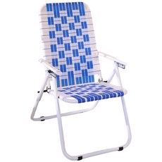 BuyJM 大編織五段式休閒涼椅 露營椅 I-AD-CH251 涼椅 躺椅 休閒椅, 藍色和白色, 1個
