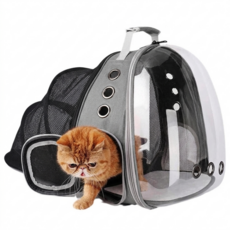 강아지 고양이 이동가방 투명 우주선 백팩 확장형 반려동물 외출가방 애견 이동장, 1개, 그레이