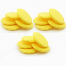 자동차 원형 세차스펀지 광택 도포 노란색 15p 세차용 왁스패드 셀프세차용품