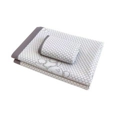 涼感豆豆冰絲提花床墊，附同款枕頭套, 冰豆灰-雙人加大, 羽絲纖維填充