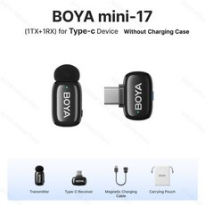 BOYA iPhone 15/16 용 미니 무선 라 발리에 마이크 라이브 스트리밍 비디오 녹화 Vlog Android 전화 USB-C 장치, 1)BOYA MINI-17